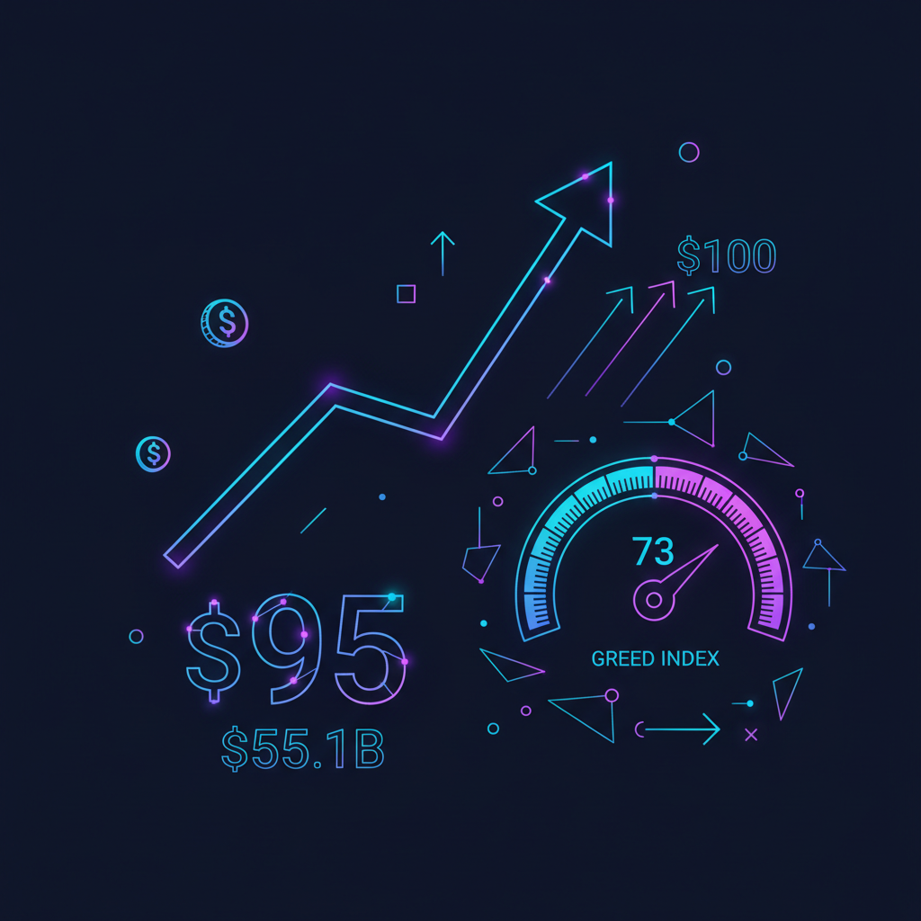 Solana Nears $100 as Greed Index Hits 73, Market Cap Tops $55B
